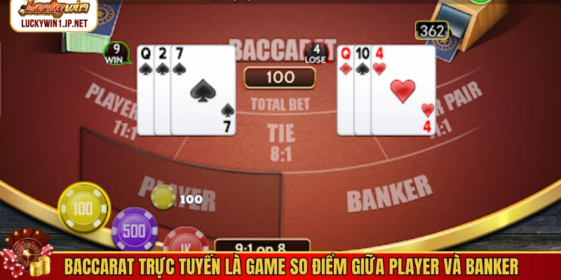 Baccarat trực tuyến là game so điểm giữa Player và Banker